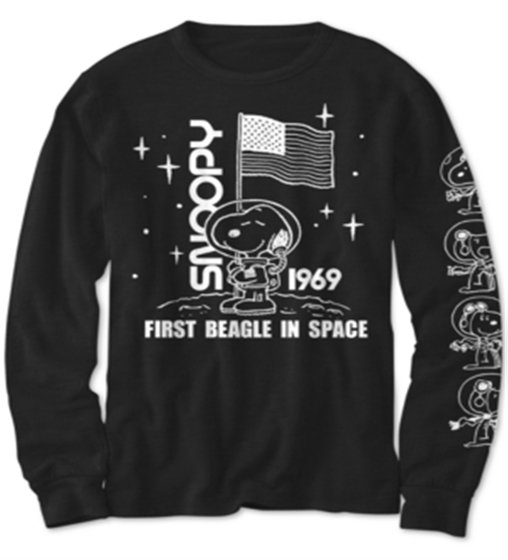 Camiseta Peanuts Big Boy's Snoopy no Espaço Preta Tamanho -G