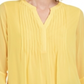 Charter Club Blusa Feminina com Babados Duplos e Estampa Pintuck, Amarela, Tamanho Médio