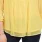 Charter Club Blusa Feminina com Babados Duplos e Estampa Pintuck, Amarela, Tamanho Médio