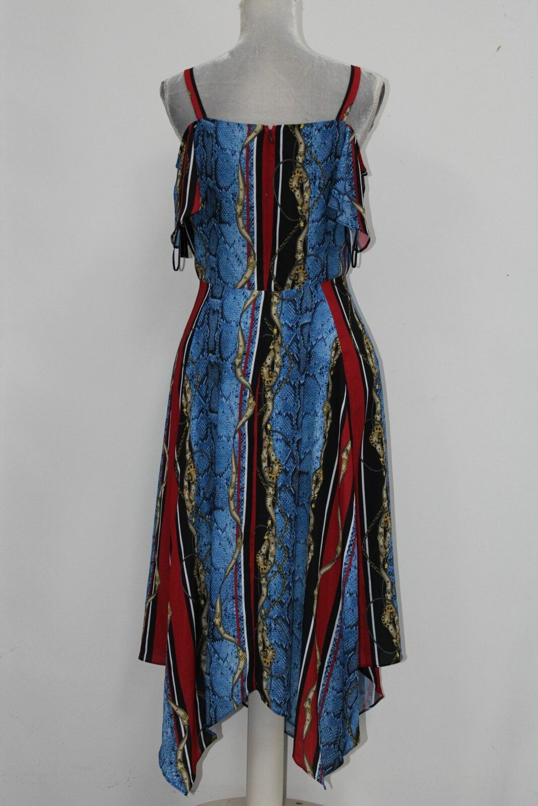 Vestido midi com estampa de ombro vazado e decote em V da INC International Concepts, tamanho 8, azul