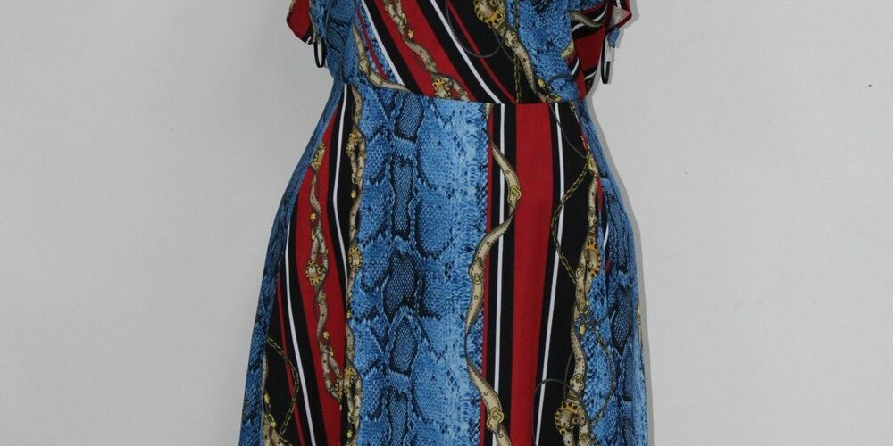 Vestido midi com estampa de ombro vazado e decote em V da INC International Concepts, tamanho 8, azul