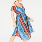 Vestido midi com estampa de ombro vazado e decote em V da INC International Concepts, tamanho 8, azul