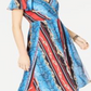 Vestido midi com estampa de ombro vazado e decote em V da INC International Concepts, tamanho 8, azul