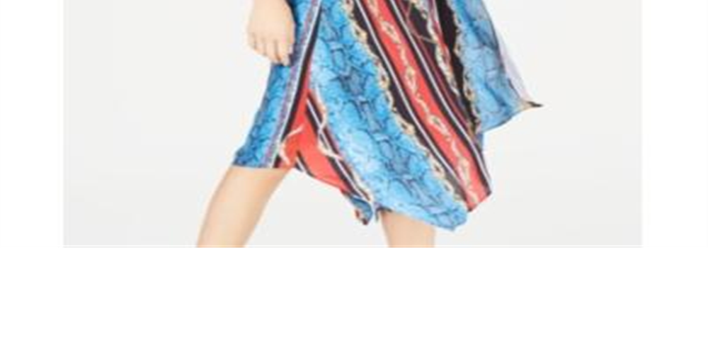 Vestido midi com estampa de ombro vazado e decote em V da INC International Concepts, tamanho 8, azul