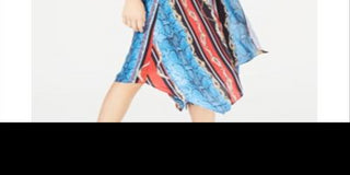 Vestido midi com estampa de ombro vazado e decote em V da INC International Concepts, tamanho 8, azul