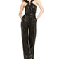 Macacão feminino Michael Kors com alças finas e strass, preto, tamanho pequeno