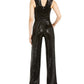Macacão feminino Michael Kors com alças finas e strass, preto, tamanho pequeno