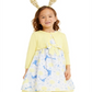Conjunto de 2 peças de vestido floral e ombros de fora para meninas Blueberi Boulevard, amarelo, tamanho 4T