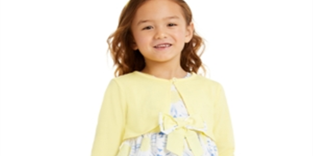 Conjunto de 2 peças de vestido floral e ombros de fora para meninas Blueberi Boulevard, amarelo, tamanho 4T