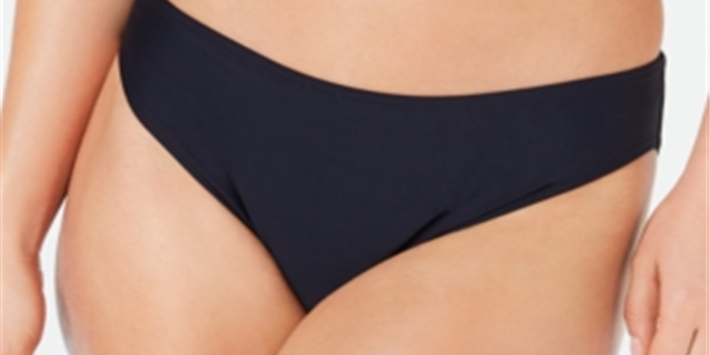 Calcinha de biquíni Tommy Hilfiger Standard Classic feminina, azul-marinho, média