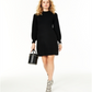 Vestido justo de cashmere com decote falso feminino Charter Club, preto, tamanho médio
