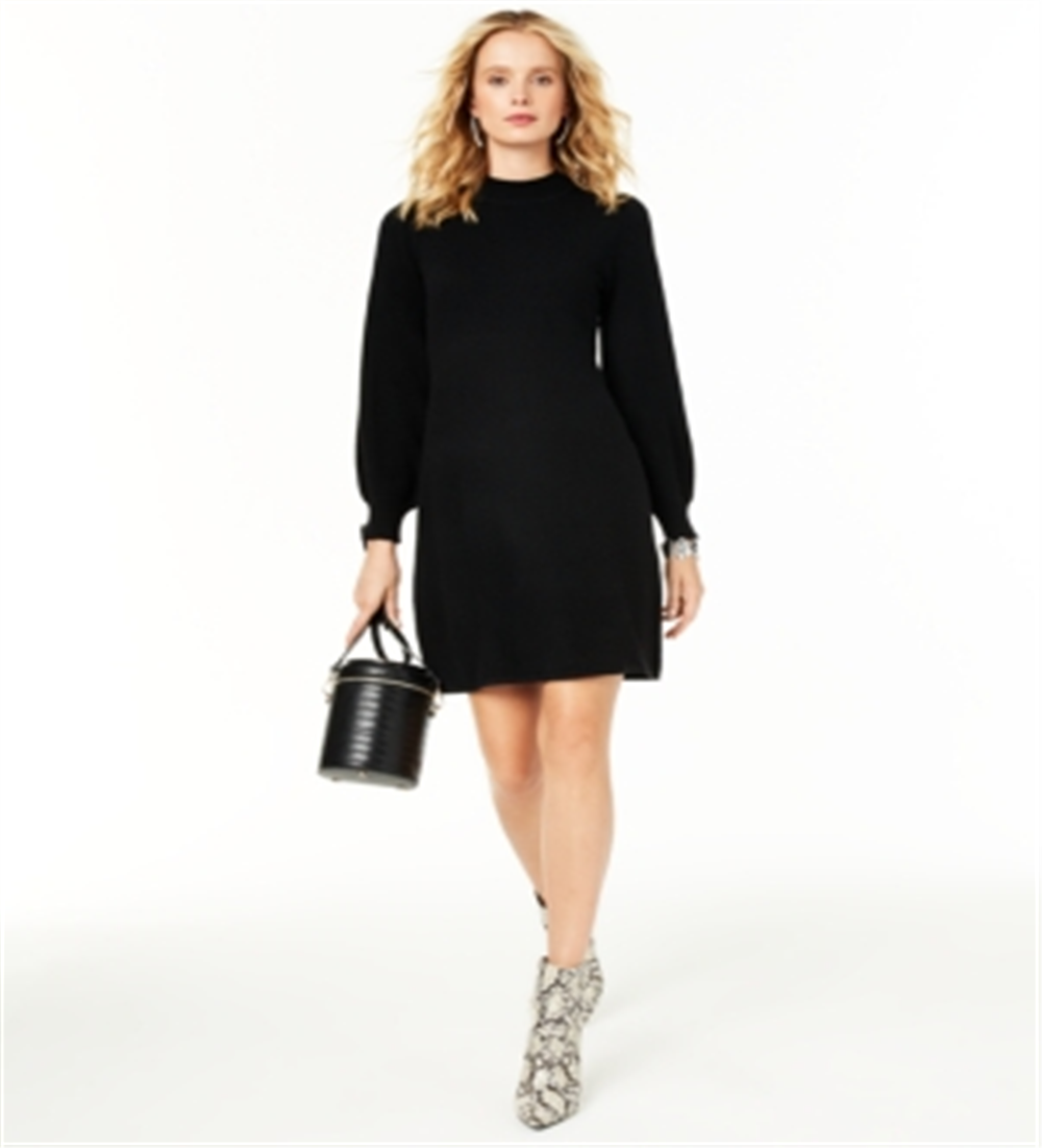 Vestido justo de cashmere com decote falso feminino Charter Club, preto, tamanho médio