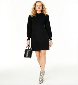 Vestido justo de cashmere com decote falso feminino Charter Club, preto, tamanho médio