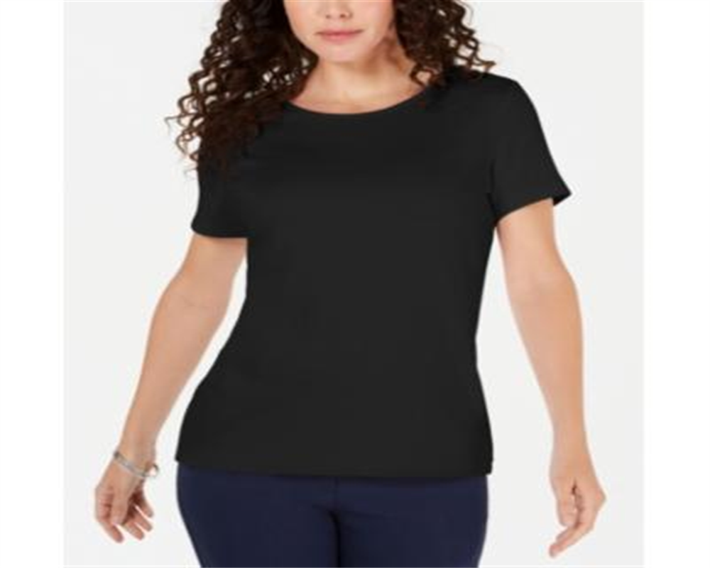 Camiseta feminina Karen Scott lisa preta tamanho pequeno
