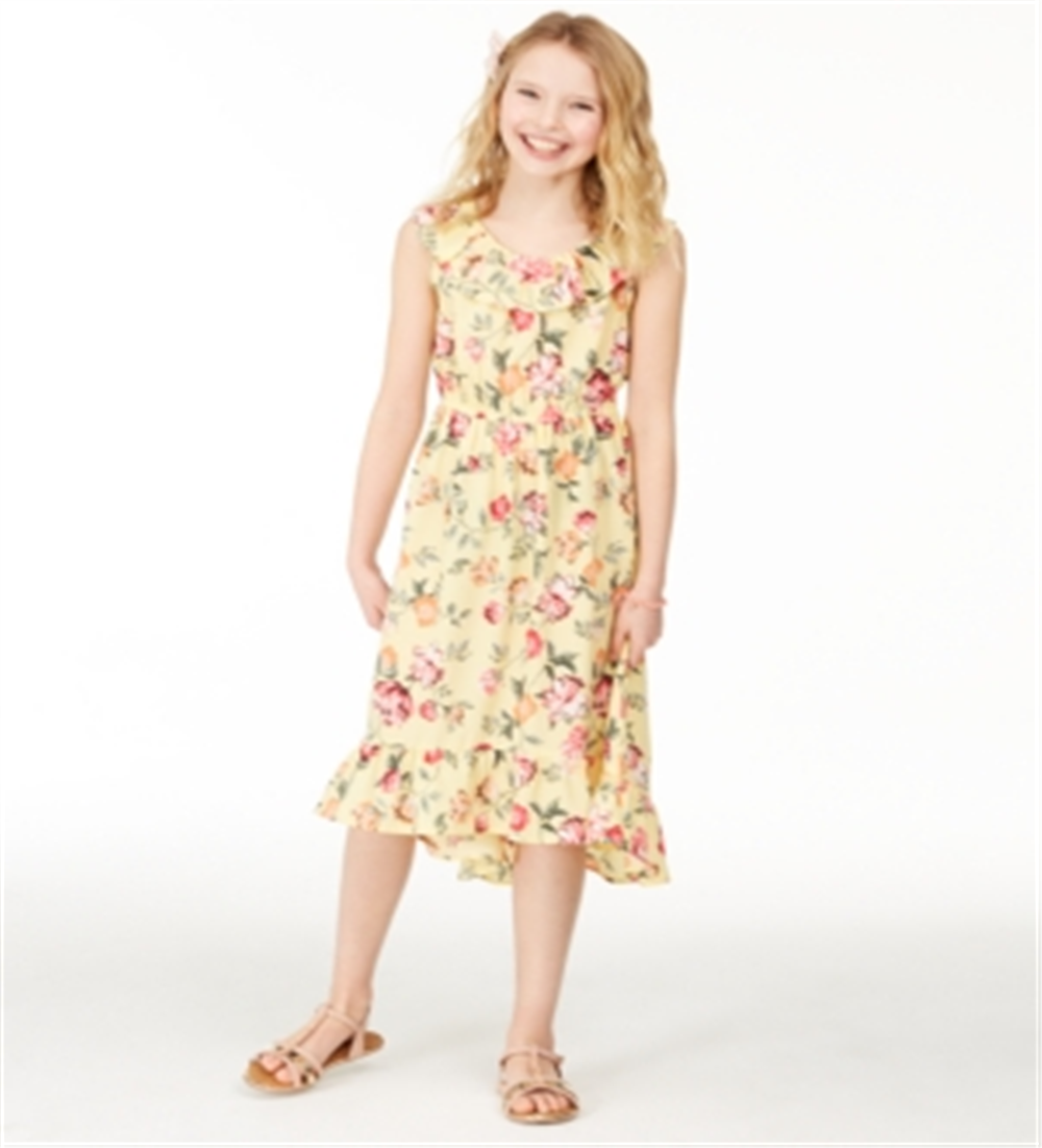 Vestido estampado floral Mommy &amp; Me da Charter Club Big Girl, amarelo, tamanho extragrande