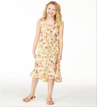 Vestido estampado floral Mommy &amp; Me da Charter Club Big Girl, amarelo, tamanho extragrande