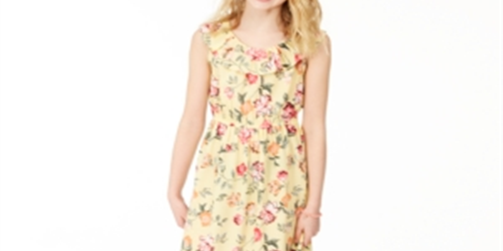 Vestido estampado floral Mommy &amp; Me da Charter Club Big Girl, amarelo, tamanho extragrande