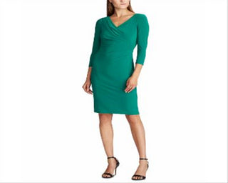 Vestido de malha envolvente Ralph Lauren feminino, verde, tamanho 0