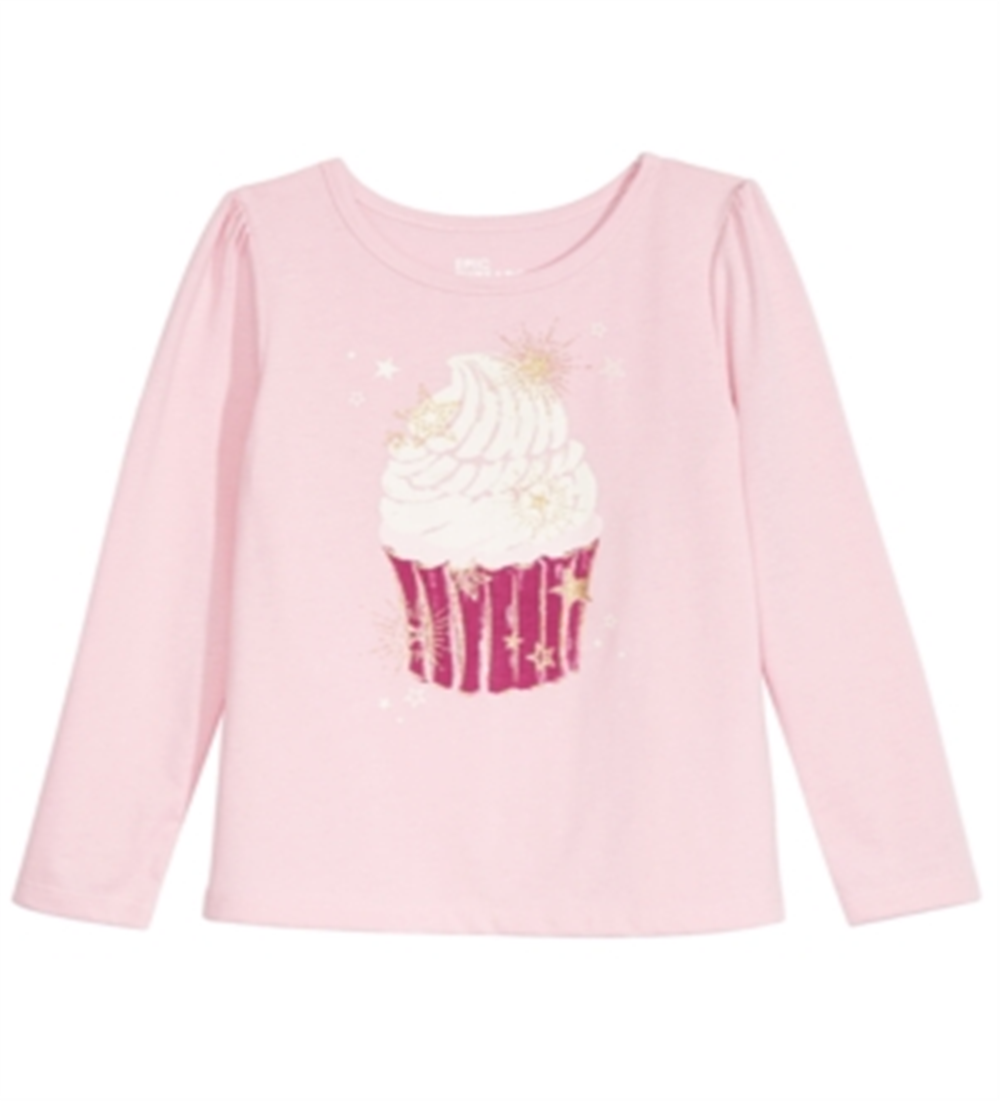 Camiseta infantil Epic Threads para meninas com estampa de cupcake, rosa, tamanho 4T