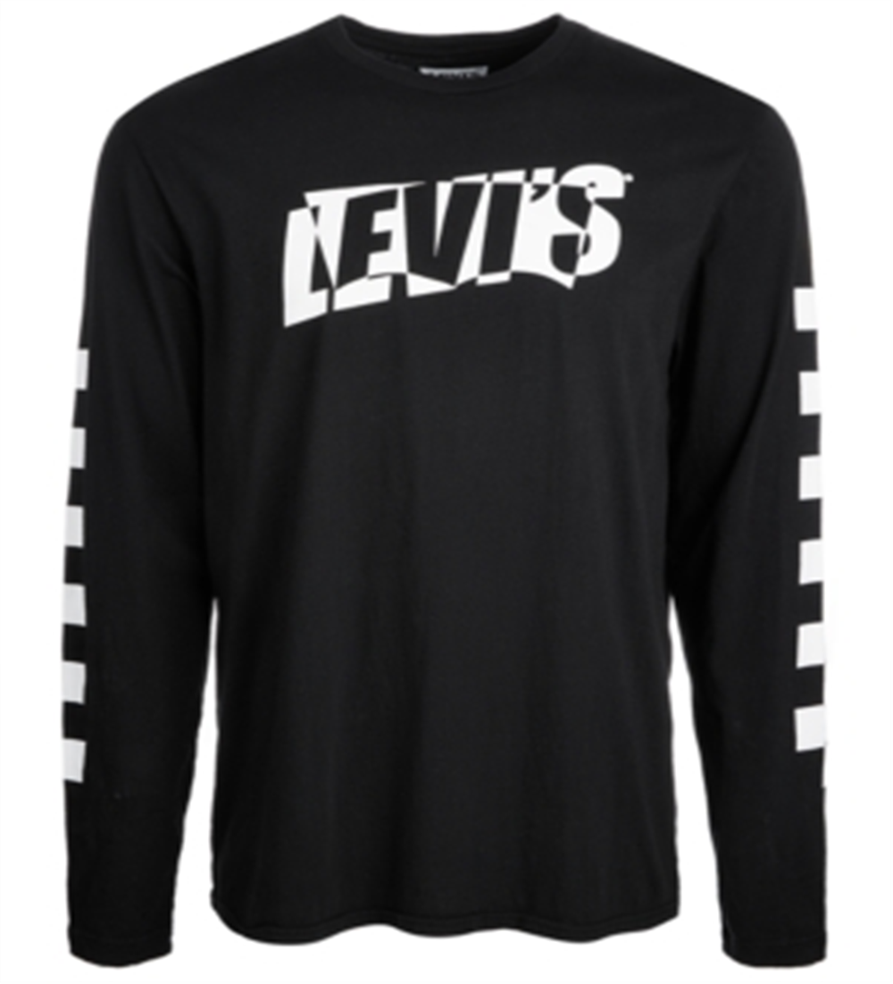 Camiseta Levi's Masculina com Logo e Gráficos nas Mangas, Preta, Tamanho Médio