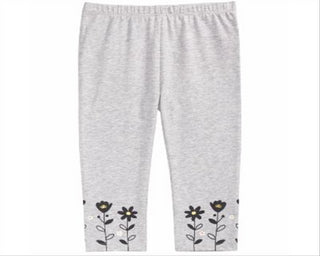 Leggings com bainha floral para bebê First Impressions, cinza, tamanho 24 meses