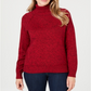Karen Scott Suéter Feminino de Algodão com Gola Alta Vermelho Tamanho Pequeno Grande