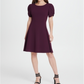 Vestido feminino DKNY de manga curta, gola alta, acima do joelho, estilo flare, para usar no trabalho, roxo, tamanho 4
