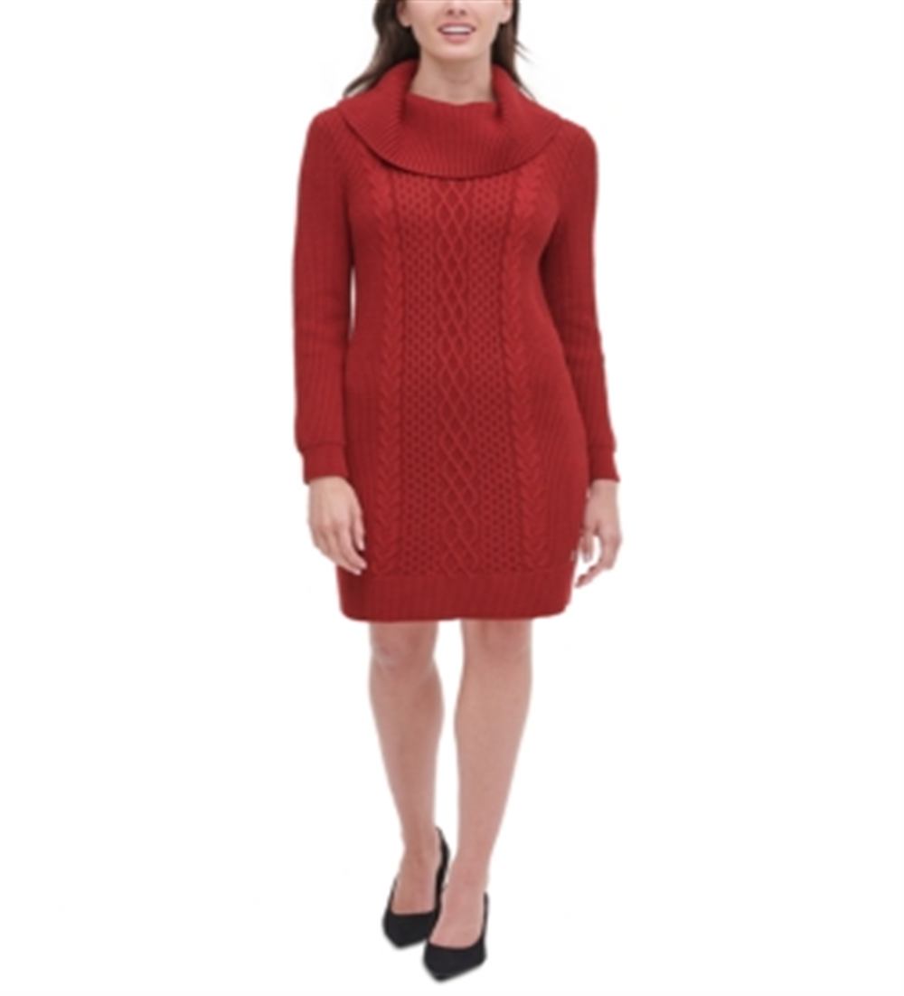 Vestido suéter feminino Tommy Hilfiger com decote redondo e cor lisa, tamanho X-G