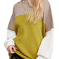 Suéter feminino de manga comprida com blocos de cores Free People, verde, tamanho grande