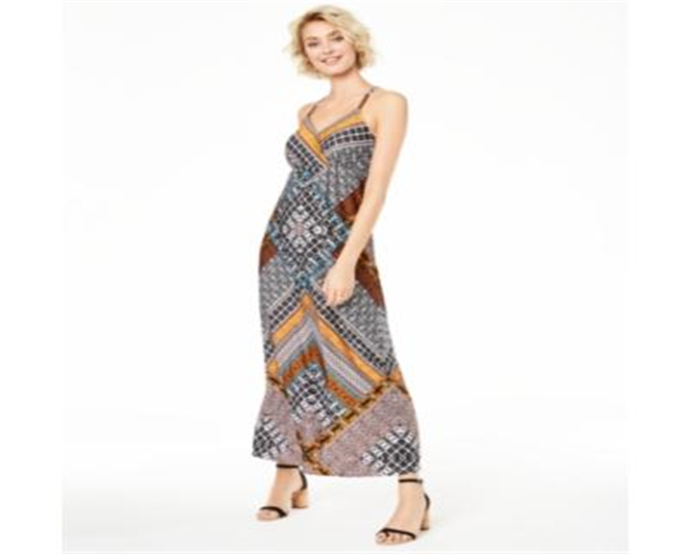 Vestido longo feminino estampado com decote em V e alças finas da INC International Concepts, vários tamanhos, pequeno e médio