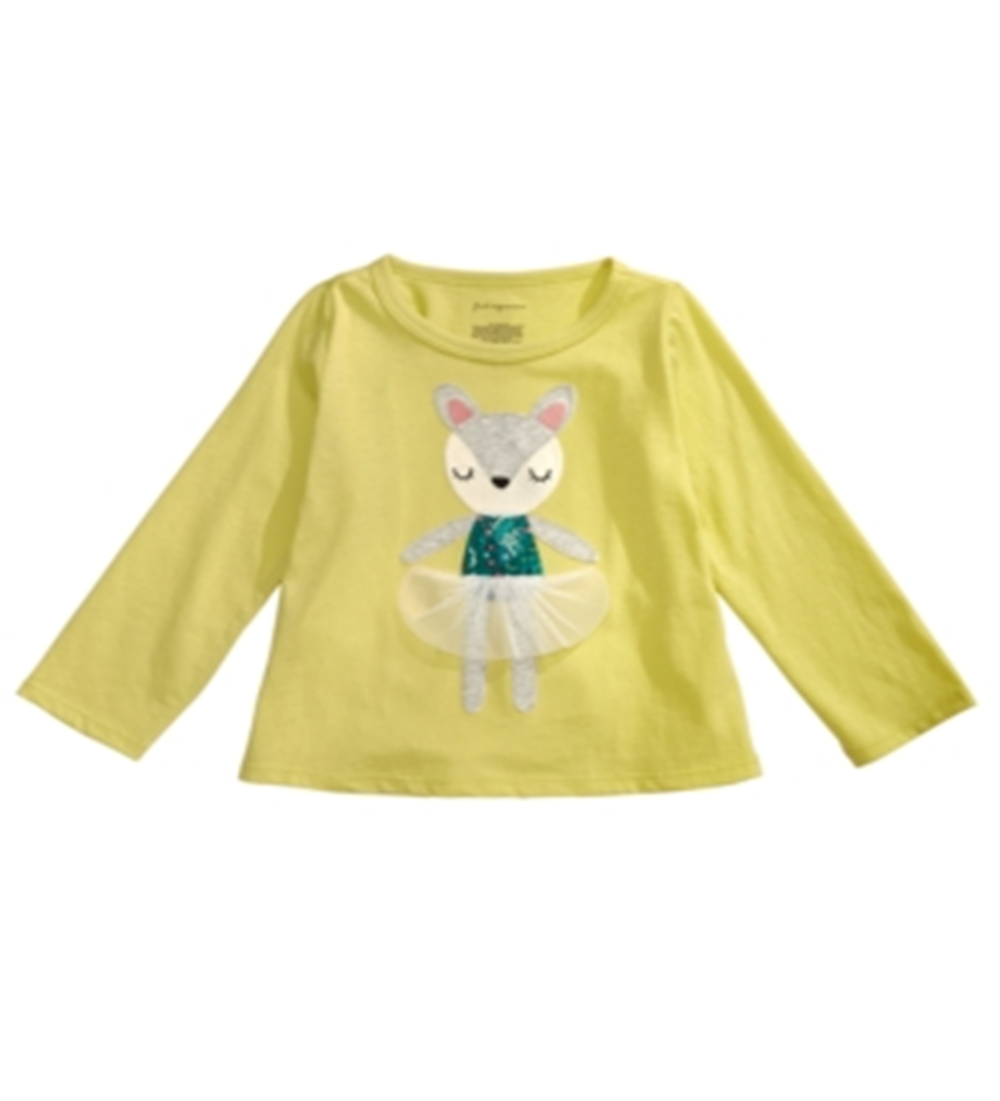 Camiseta de algodão com estampa de dançarina de veado First Impressions para bebês meninas, verde, tamanho 6 a 9 meses