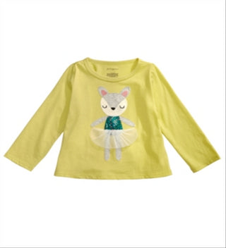 Camiseta de algodão com estampa de dançarina de veado First Impressions para bebês meninas, verde, tamanho 6 a 9 meses