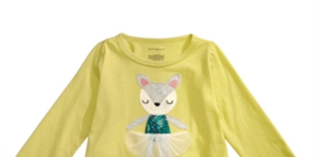 Camiseta de algodão com estampa de dançarina de veado First Impressions para bebês meninas, verde, tamanho 6 a 9 meses