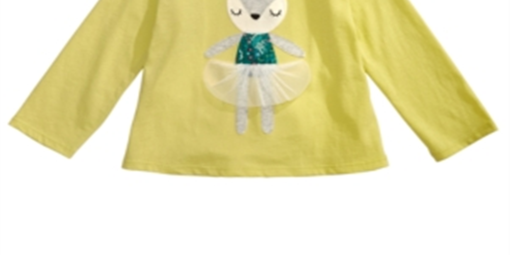 Camiseta de algodão com estampa de dançarina de veado First Impressions para bebês meninas, verde, tamanho 6 a 9 meses