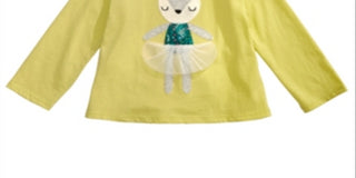 Camiseta de algodão com estampa de dançarina de veado First Impressions para bebês meninas, verde, tamanho 6 a 9 meses