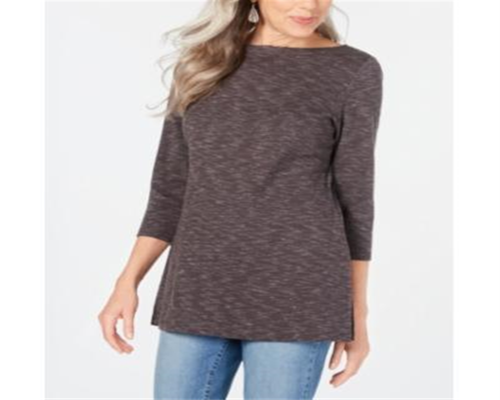 Karen Scott Blusa Feminina Gola Canoa Space Dyed Preta Tamanho P