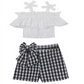 Conjunto de blusa e short de malha para meninas Rare Editions, branco, tamanho 5