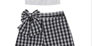 Conjunto de blusa e short de malha para meninas Rare Editions, branco, tamanho 5