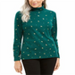 Blusa feminina Karen Scott com estampa de gola alta, verde, tamanho pequeno