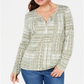 Karen Scott Top Henley Patchwork Feminino Verde Tamanho P