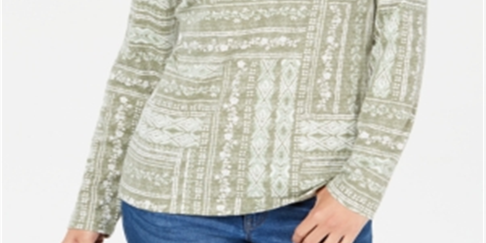 Karen Scott Top Henley Patchwork Feminino Verde Tamanho P