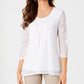 Jm Collection Top Feminino Petite Overlay com Colar Branco Brilhante Tamanho Petite XL