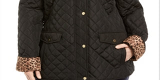 Jaqueta acolchoada plus size feminina Charter Club, preta, tamanho 2X