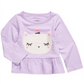 Camiseta infantil First Impressions Baby Girl de algodão Caticorn com bainha peplum, roxa, tamanho 12 MO