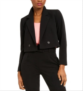 Blazer feminino cropped trespassado Bar III, preto, tamanho 10