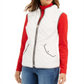 Colete feminino Charter Club de algodão acolchoado com zíper frontal, tamanho pequeno, branco, extrapequeno
