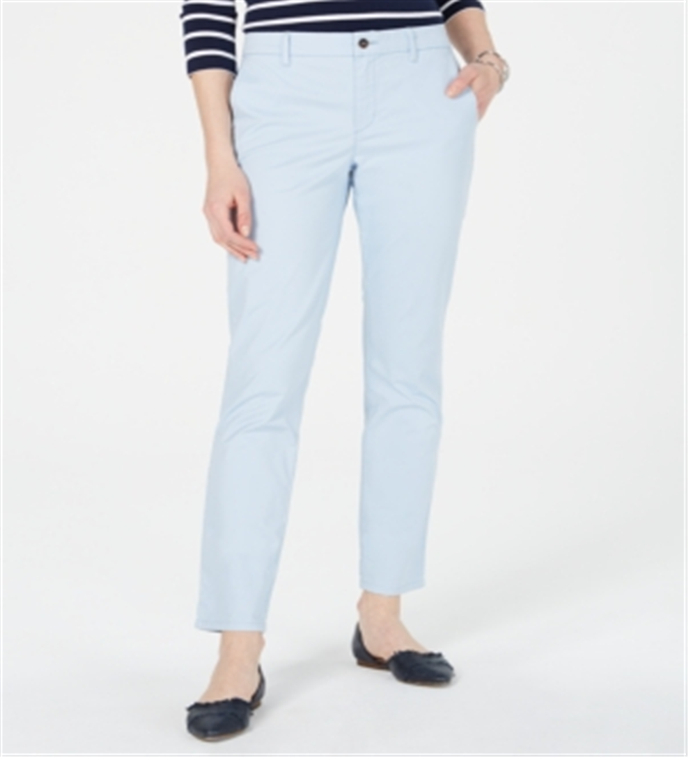Calça reta feminina Tommy Hilfiger Hampton Chino, azul, tamanho 8