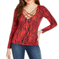 Blusa feminina Guss Kingdom com estampa floral e listras, vermelha, tamanho G