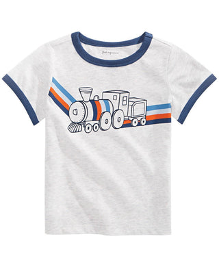 Camiseta infantil First Impressions Baby Boy's Train, cinza, tamanho 3-6 meses
