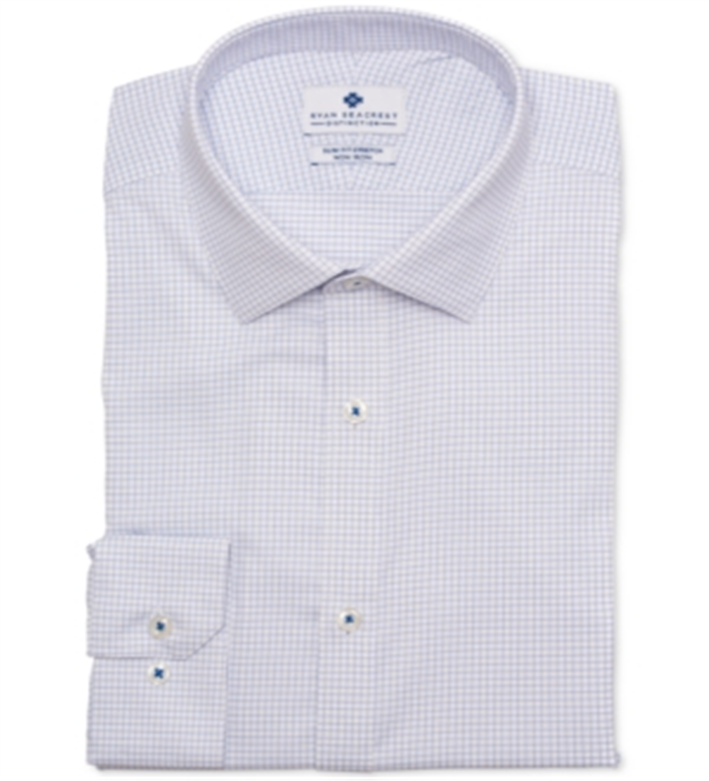 Camisa social masculina Ryan Seacrest Distinction Grid Slim Fit, branca, tamanho 16